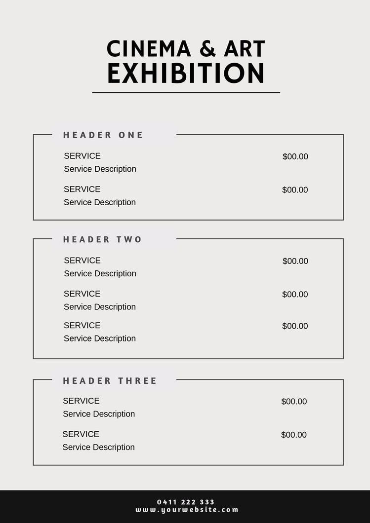 Brutalist Monochrome Service Sheet