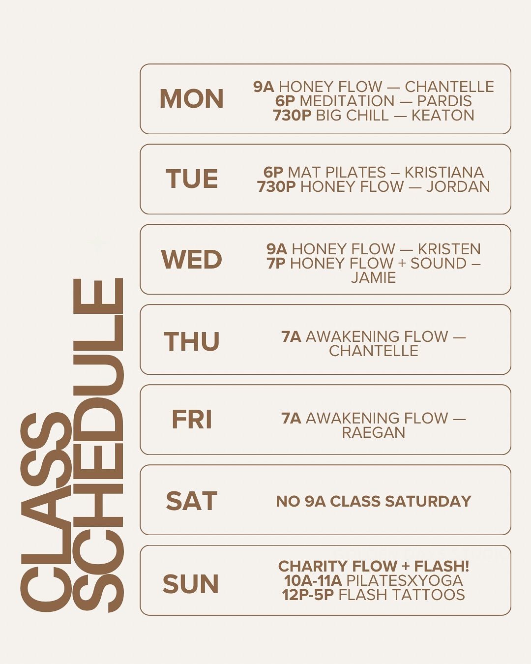 Terracotta Weekly Class Timetable